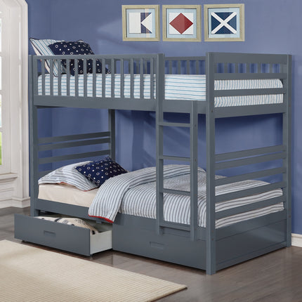 Harry Single/Single Bunk Bed With Storage Grey