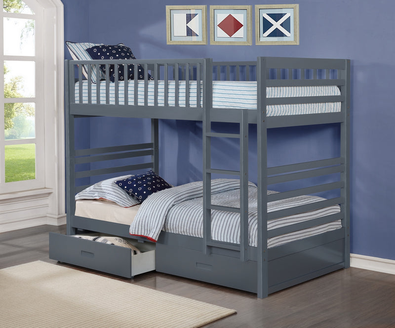 Harry Single/Single Bunk Bed With Storage Grey