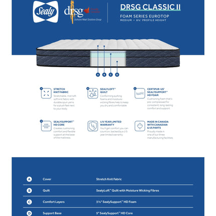 Sealy DRSG Classic II Euro Top Full Mattress