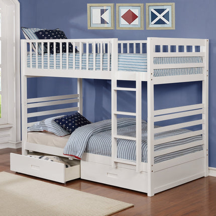 Harry Single/Single Bunk Bed With Storage White
