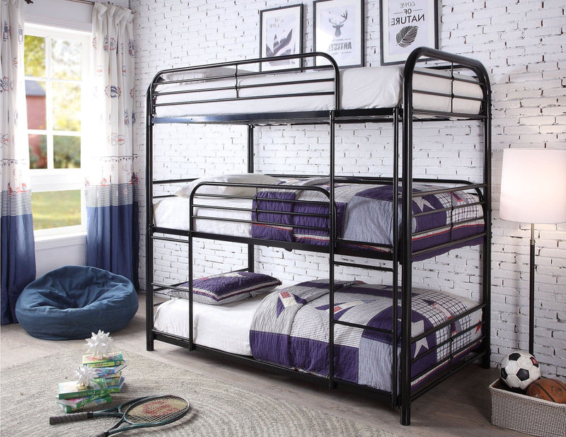 Single/Single/Single Bunk Bed Black