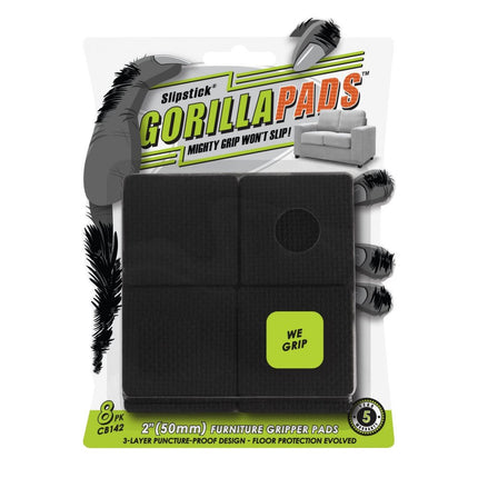 2" GorillaPads Square Gripper Pads Black