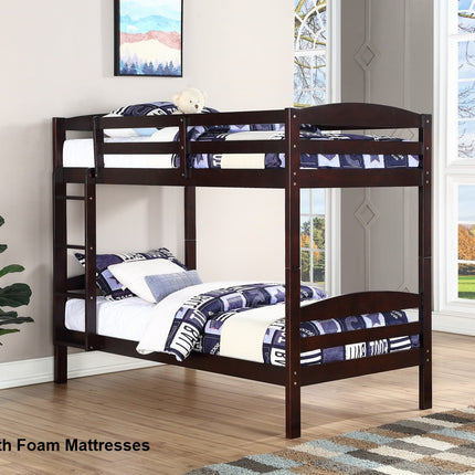 Charlotte Bunk Bed with Mattresses Kit Espresso