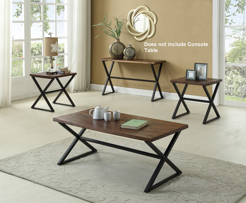 Omar 3-PC Distressed Wood and Metal Coffee Table Set