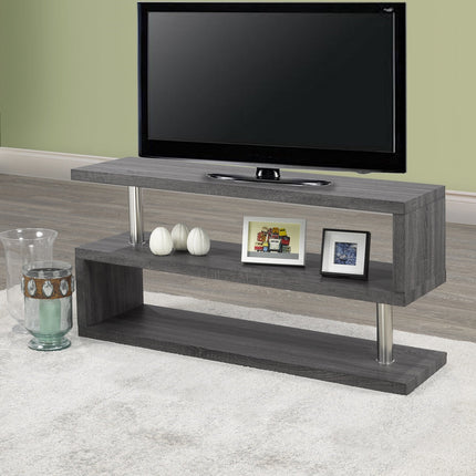 Gary TV Stand Grey Wood Finish with Chrome Accents