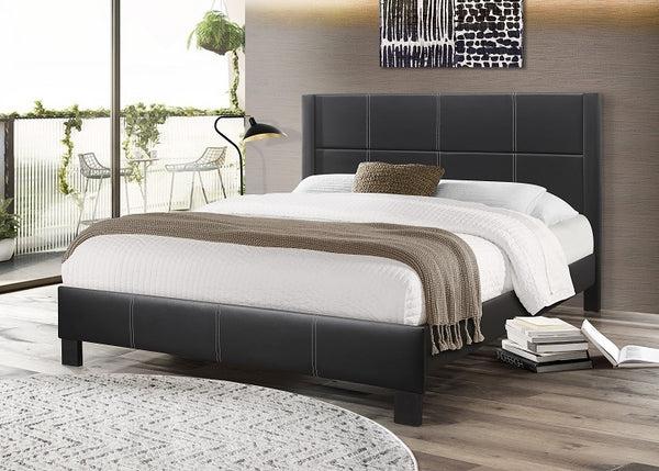 Grace Upholstered Black PU Platform Bed