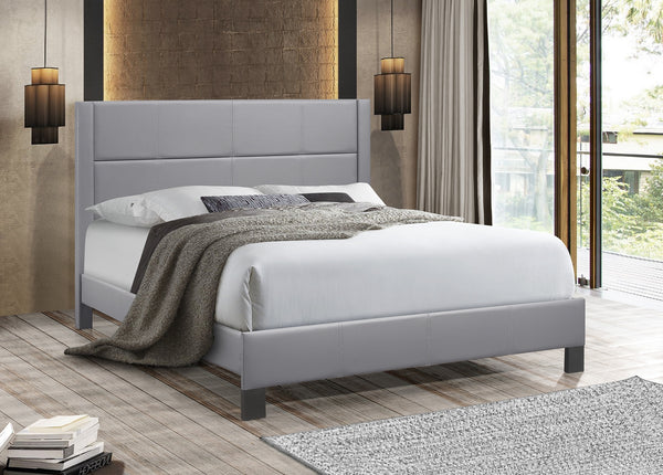 Grace Upholstered Grey PU Platform Bed