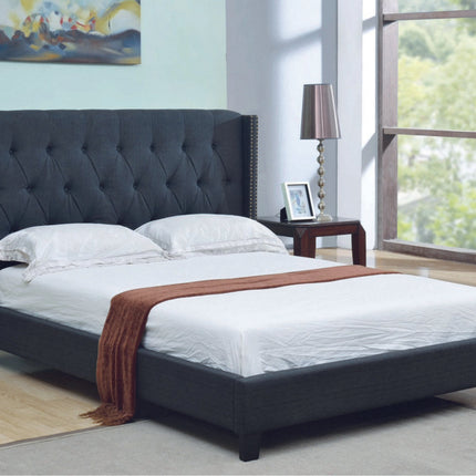 Jayce Upholstered Charcoal Bed