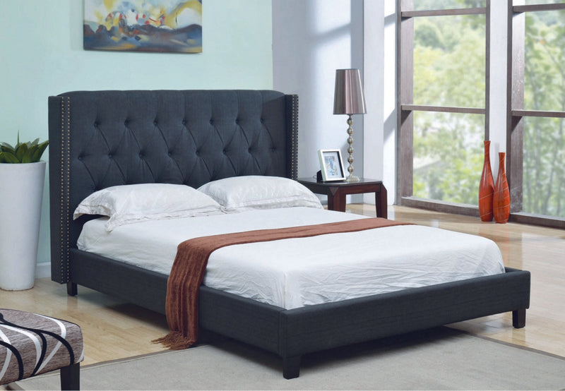 Jayce Upholstered Charcoal Bed