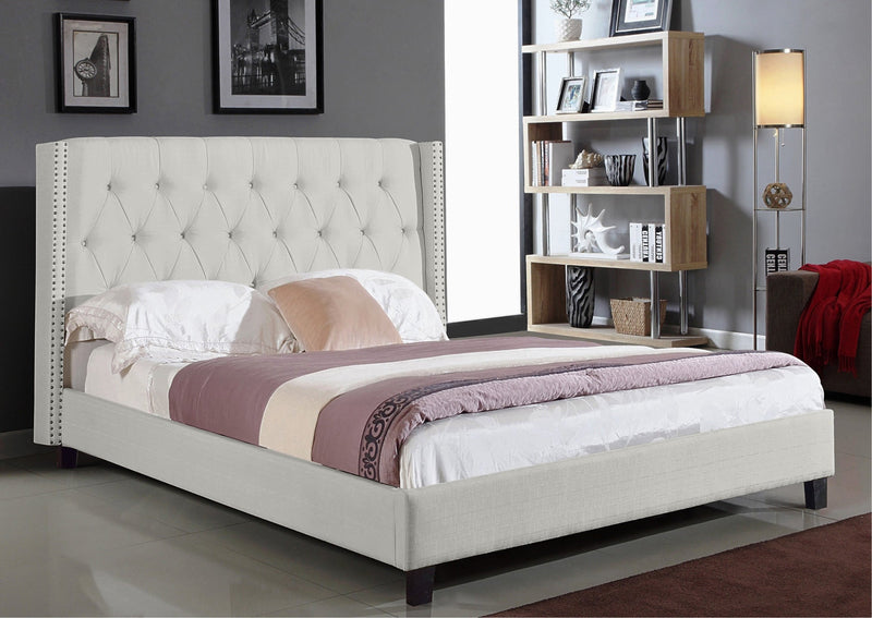 Jayce Upholstered Ivory Bed