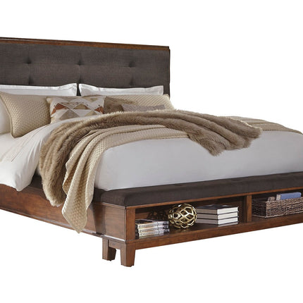 Ralene Medium Brown Upholstered Panel Bed