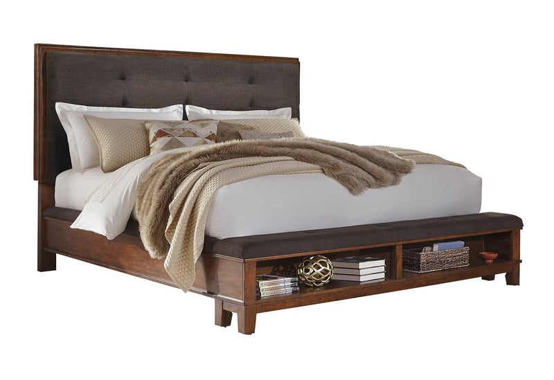 Ralene Medium Brown Upholstered Panel Bed