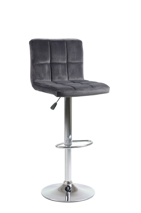 Bar Stools Dark Grey Velvet with Metal Base 2 PK