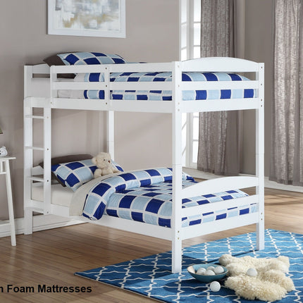 Charlotte Bunk Bed with Mattresses Kit White