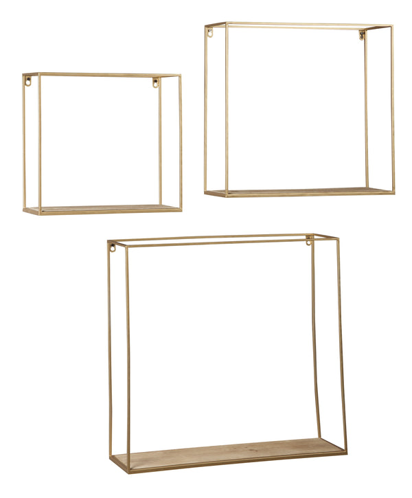 Efharis 3 Piece Shelf Set - Gold-tone Metal