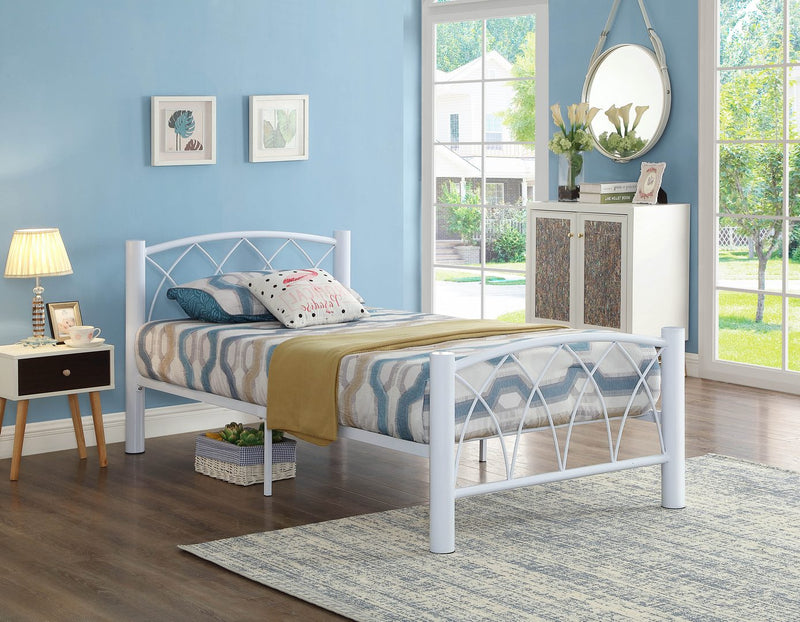 Glady White Metal Bed