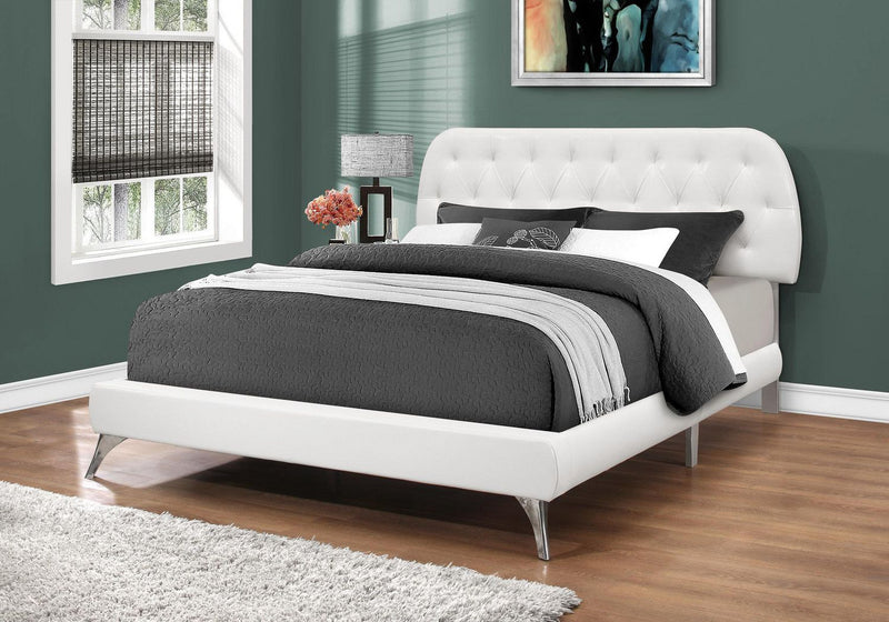 Elizabeth Queen White Faux Leather Bed