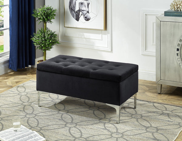 Black Velvet Storage Bench