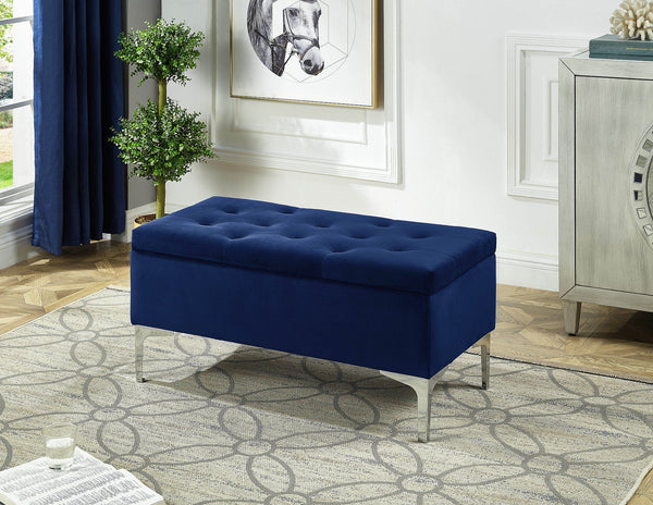 Navy Velvet Storage Bench