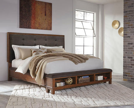 Ralene Medium Brown Upholstered Panel Bed