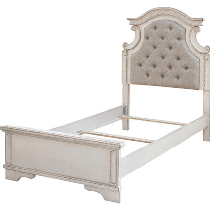Signature Design by Ashley® Realyn Chipped White Twin Upholstered Panel Bed