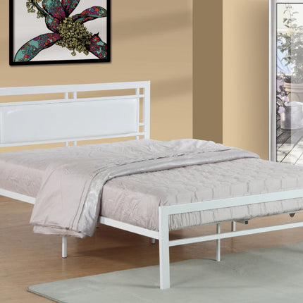 Wren White Metal Bed with White PU Padding