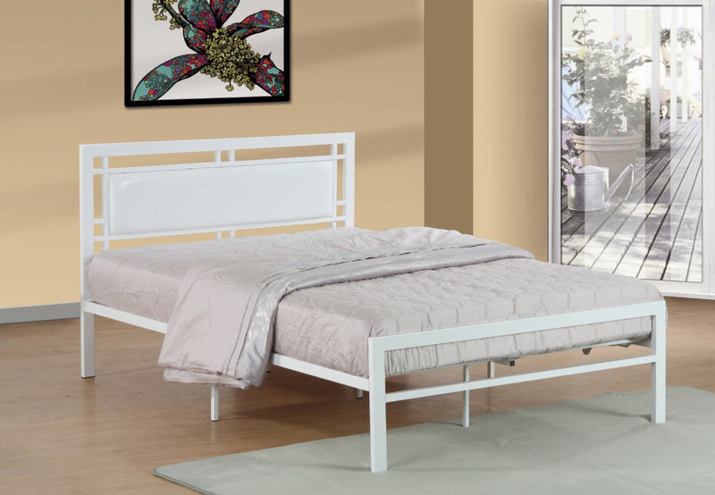 Wren White Metal Bed with White PU Padding