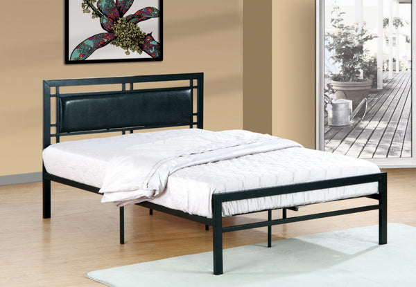 Wren Black Metal Bed with Black PU Padding